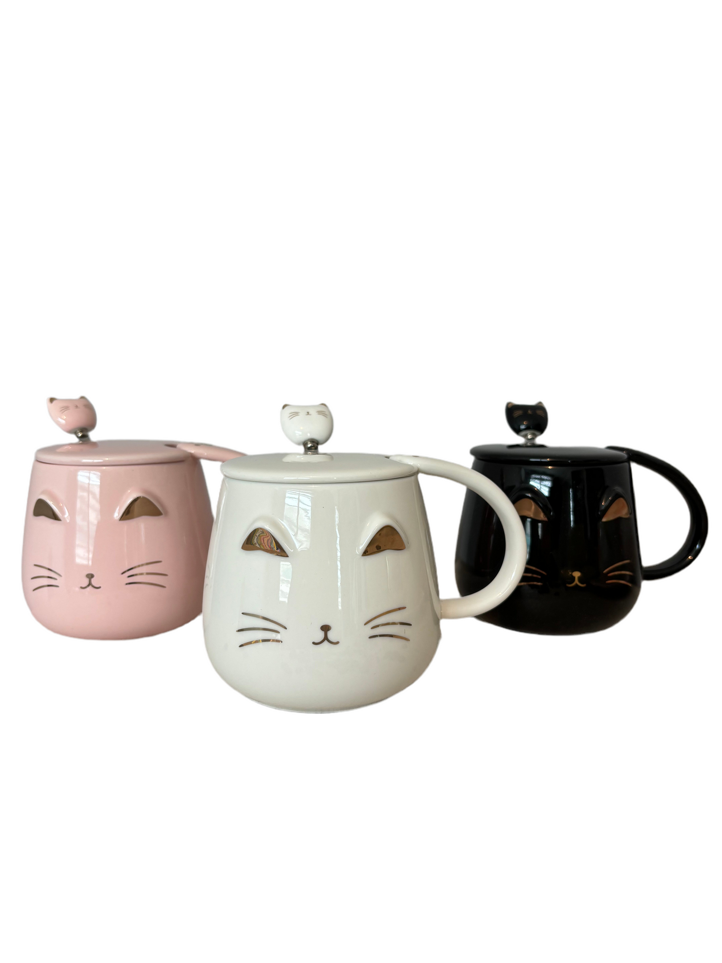 Taza de gato con tapa y cuchara